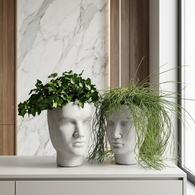 Design Blumentopf Top Planz Kübel Gefäß Figur Töpfe Deko Gesicht Skulptur