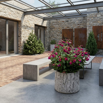 Blumenkübel Pflanz Kübel Natur Dekoration Vasen Garten Figur Blumentöpfe