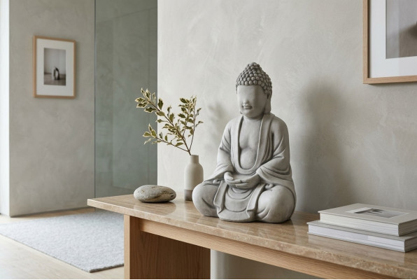 Buddha Skulptur in Steinoptik. Große Skulptur für Garten Figur Dekorative