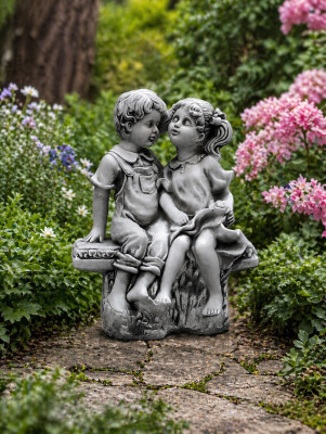 40cm Deko Skulptur Design Figur Statue Grau Garten Figuren Natur Statuen