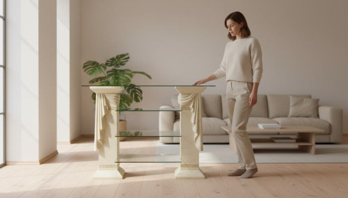 Design Vitrine Regal Glas Säule Schrank Vitrinen Regale Schrank Medusa Sideboard