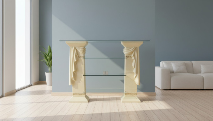 Design Vitrine Regal Glas Säule Schrank Vitrinen Regale Schrank Medusa Sideboard