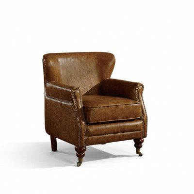 Chesterfield Ohrensessel Braun Leder Sofagarnitur Sessel Couch Ledersofa Neu
