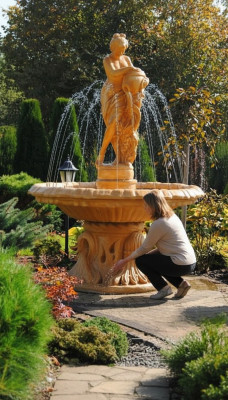 Springbrunnen Garten Teich Brunnen 155cm Steinbrunnen Gartenbrunnen Fontaine Neu