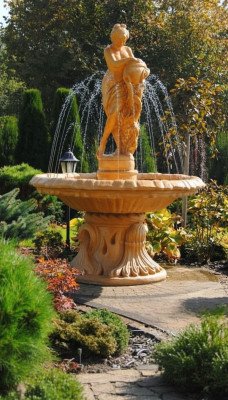 Springbrunnen Garten Teich Brunnen 155cm Steinbrunnen Gartenbrunnen Fontaine Neu