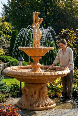 Springbrunnen Garten Teich Brunnen 215cm Steinbrunnen Gartenbrunnen Fontaine Neu