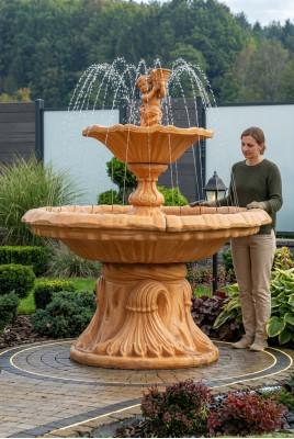 Springbrunnen Garten Teich Brunnen 187cm Steinbrunnen Gartenbrunnen Fontaine Neu