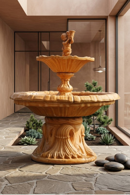 Springbrunnen Garten Teich Brunnen 187cm Steinbrunnen Gartenbrunnen Fontaine Neu