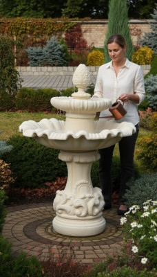 Springbrunnen Garten Teich Brunnen 140cm Steinbrunnen Gartenbrunnen Fontaine Neu
