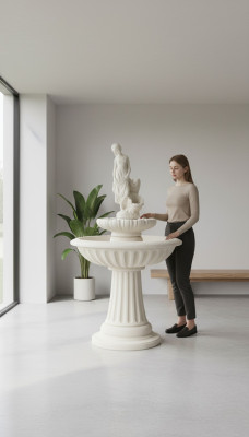 Zierbrunnen Springbrunnen 162cm Skulptur Brunnen Deko Garten Fontaine Teich Neu