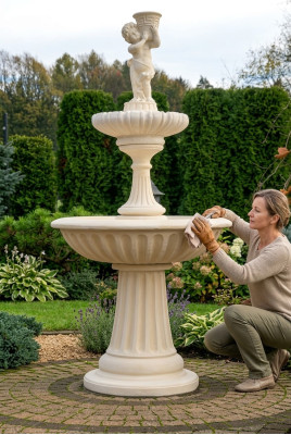 Zierbrunnen Springbrunnen Skulptur 187cm Brunnen Deko Garten Fontaine Teich Neu