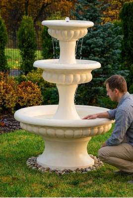 Springbrunnen Garten Teich Brunnen 211cm Steinbrunnen Gartenbrunnen Fontaine Neu