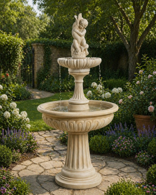 Springbrunnen Froschbrunnen Brunnen 189cm Steinbrunnen Gartenbrunnen Fontaine