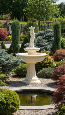 Springbrunnen Froschbrunnen Brunnen Steinbrunnen Gartenbrunnen Fontaine 164cm