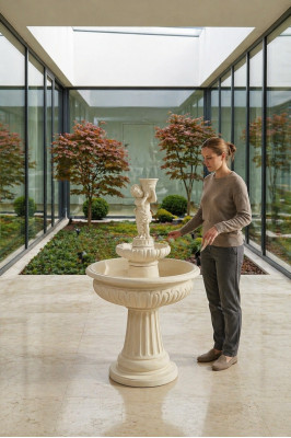 Springbrunnen Froschbrunnen Brunnen Steinbrunnen Gartenbrunnen Fontaine 154cm