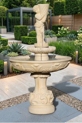 Springbrunnen Froschbrunnen Brunnen Steinbrunnen Gartenbrunnen Fontaine 170cm