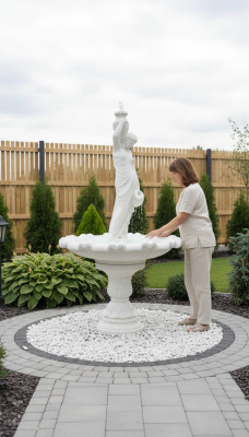 Zierbrunnen Springbrunnen Figur 239cm Brunnen Dekoration Garten Fontaine Teich
