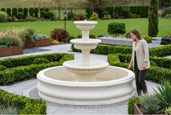 Becken Garten Teich Zierbrunnen Springbrunnen Skulptur Brunnen Deko Fontaine Neu