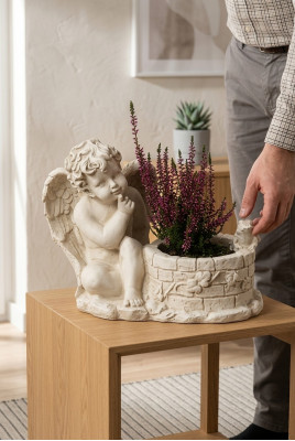 Kasten Blumen Kübel Pflanz Gefäss Grab Schmuck Garten Dekoration Statue Stein