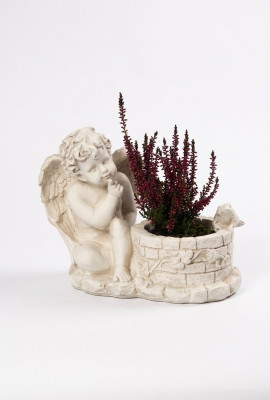 Kasten Blumen Kübel Pflanz Gefäss Grab Schmuck Garten Dekoration Statue Stein