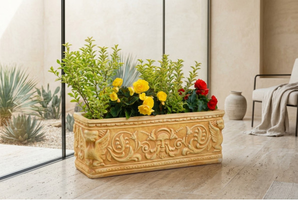 Blumenkorb Blumen Gefäss Garten Terrasse Dekoration Statue Figuren Blumenkasten