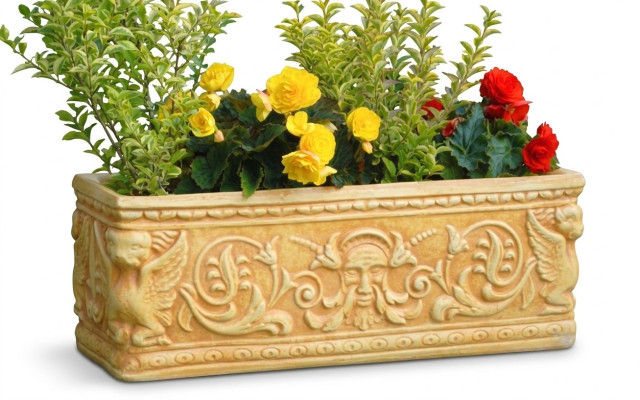 Blumenkorb Blumen Gefäss Garten Terrasse Dekoration Statue Figuren Blumenkasten