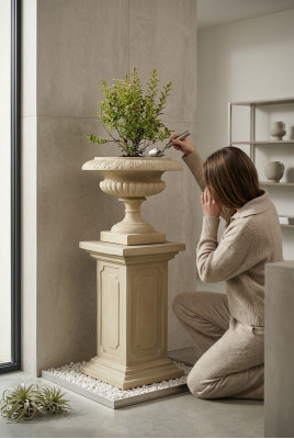 Blumenkorb Blumen Vase Gefäss Garten Kasten Terrasse Dekoration Statue Figuren