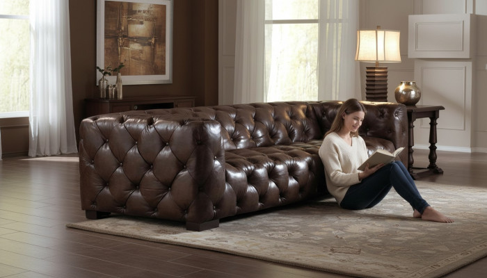 Ledersofa Couch Polster Designersofa Leder Sofa Chesterfield XXL Big Sofas 250cm