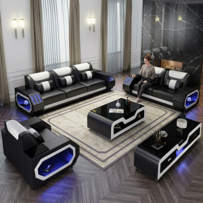 Sofagarnitur Leder Polster Couch Set Sofa 3+2+1 Sitzer Garnitur G8046D Couchen