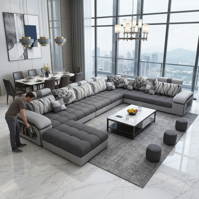 Wohnlandschaft Textil Sofa Couch Polster Couchen Sofas U Form designer Garnitur