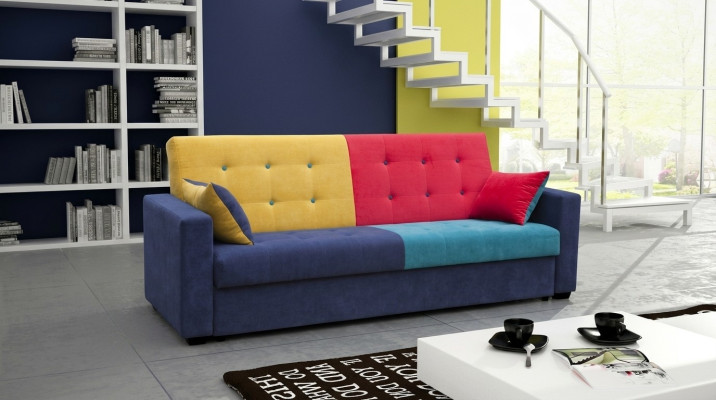 Schlafsofa Stoff Sofa Couch Textil Polster Garnitur Bettfunktion 3 Sitz Neu