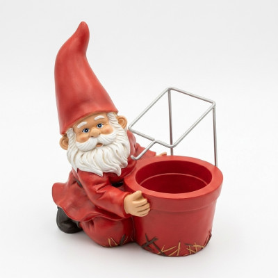 Weihnachten Nikolaus mit Blumentopf Garten Statue Skulptur Figuren Skulpturen