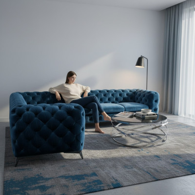 Samt Eck Luxus Chesterfield Sofa Polster Ecke Couchen Sitz Couch Sofas