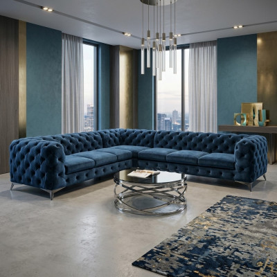 Samt Eck Luxus Chesterfield Sofa Polster Ecke Couchen Sitz Couch Sofas