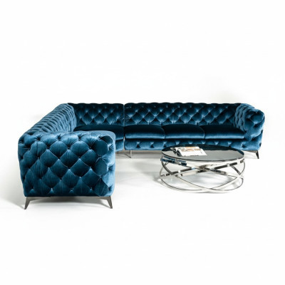 Samt Eck Luxus Chesterfield Sofa Polster Ecke Couchen Sitz Couch Sofas