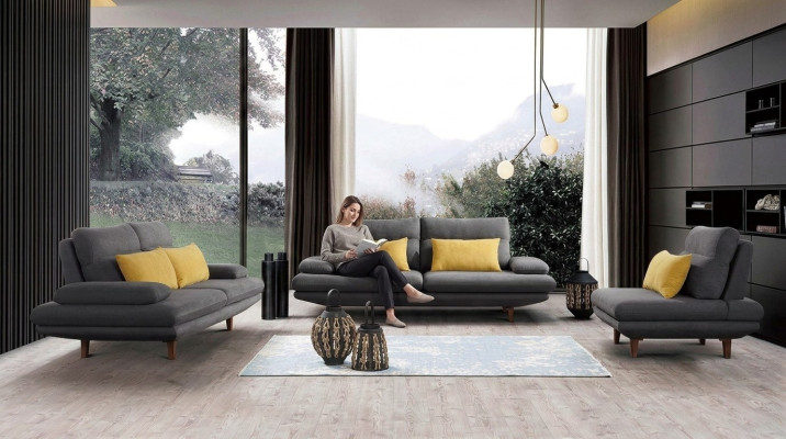 Sofa Couch Polster Sitz Design Garnitur 3+2+1 Textil Couchen Sofas Stoff