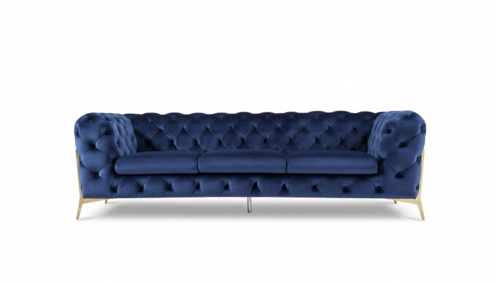 Sofa Chesterfield Couch Polster XXL Garnitur Textil 3+3 designer Couchen Blau