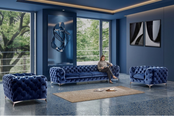 Sofa Chesterfield Couch Polster XXL Big Garnitur Textil 3+3 designer Couchen