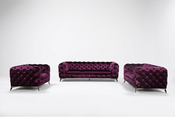 Chesterfield Italienische Sofa 2x Einsitzer Couch Set Polster Set Neu 1+1 Sitz