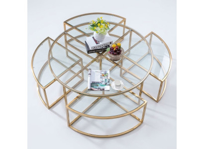 Rundes Designer-Glassofa, Edelstahl-Sofa-Tisch, rundes Design für zu Hause