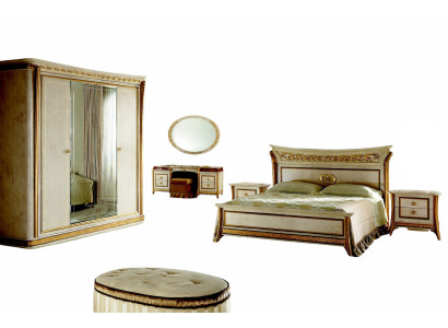 Bett + Nachttisch royal Schlafzimmer Polsterbett Rokoko Designer Möbel