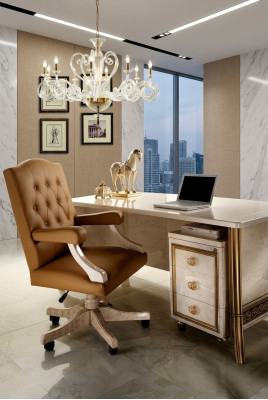 Chefsessel Bürosessel Office Sessel Stuhl Chef Leder Barock Rokoko Designer