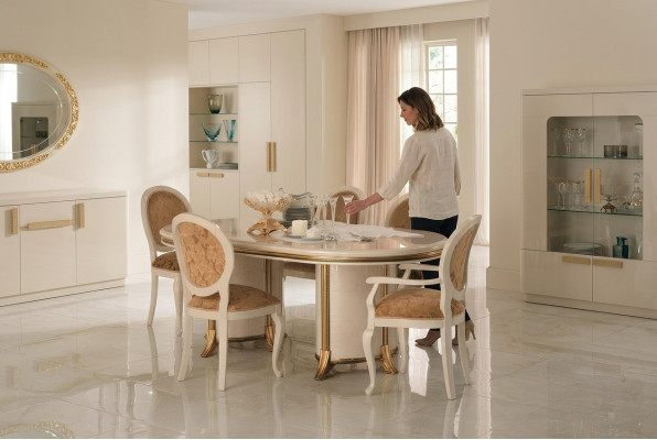 6 Stühle + Tisch Set Küche Designer Barock Rockoco klassisch Jugendstil