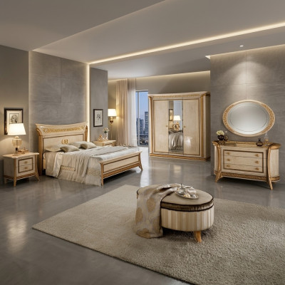 arredoclassic™ Schlafzimmer Set Melodia Barock Rokoko Bett Nachttisch 6tlg.