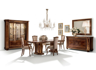 Komplett Esszimmer Vitrine Tisch 6x Stühle Kommode Spiegel Set Garnitur