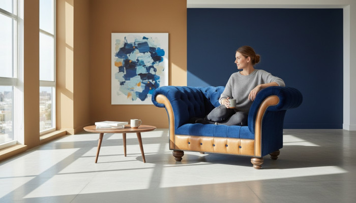 Chesterfield Textil Polster  Sessel 1 Sitzer Sofas Design Luxus Stoffsofas