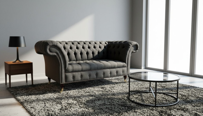 Chesterfield Textil  Sofa 2 Sitzer Luxus Sofa Polster Sofas Design Stoffsofas