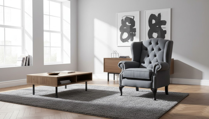 Chesterfield Design Luxus Stoffsofas Textil  Ohrensessel 1 Sitzer Sofa Polster