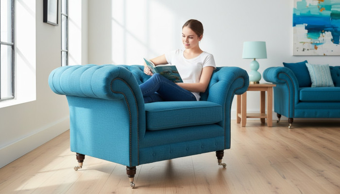 Chesterfield Design Sofa Sessel Couch Polster Textil Couchen Sitzer Ohrensessel