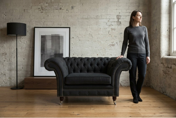 Chesterfield Sessel Fernseh Couch 1 Sitzer Sofa Textil Stoff Couchen Polster 201